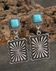 Silvery Retro Western Geometric Turquoise Stud Earrings