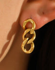 Gold Chain Link Plate Alloy Drop Earrings