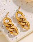 Gold Chain Link Plate Alloy Drop Earrings
