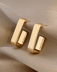 Gold Square Hook Plated Alloy Stud Earrings