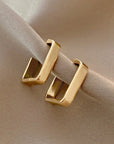 Gold Square Hook Plated Alloy Stud Earrings