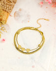Gold Triple Heart Double Layer Adjustable Chain Bracelet