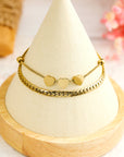 Gold Triple Heart Double Layer Adjustable Chain Bracelet
