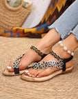 Hazel Rhinestone Flower Braided Straps Sandals