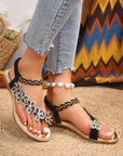 Hazel Rhinestone Flower Braided Straps Sandals
