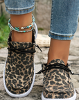 Kira  Lace-up Decor Leopard Canvas Shoes