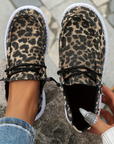 Kira  Lace-up Decor Leopard Canvas Shoes