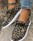 Kira  Lace-up Decor Leopard Canvas Shoes