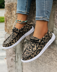 Kira  Lace-up Decor Leopard Canvas Shoes
