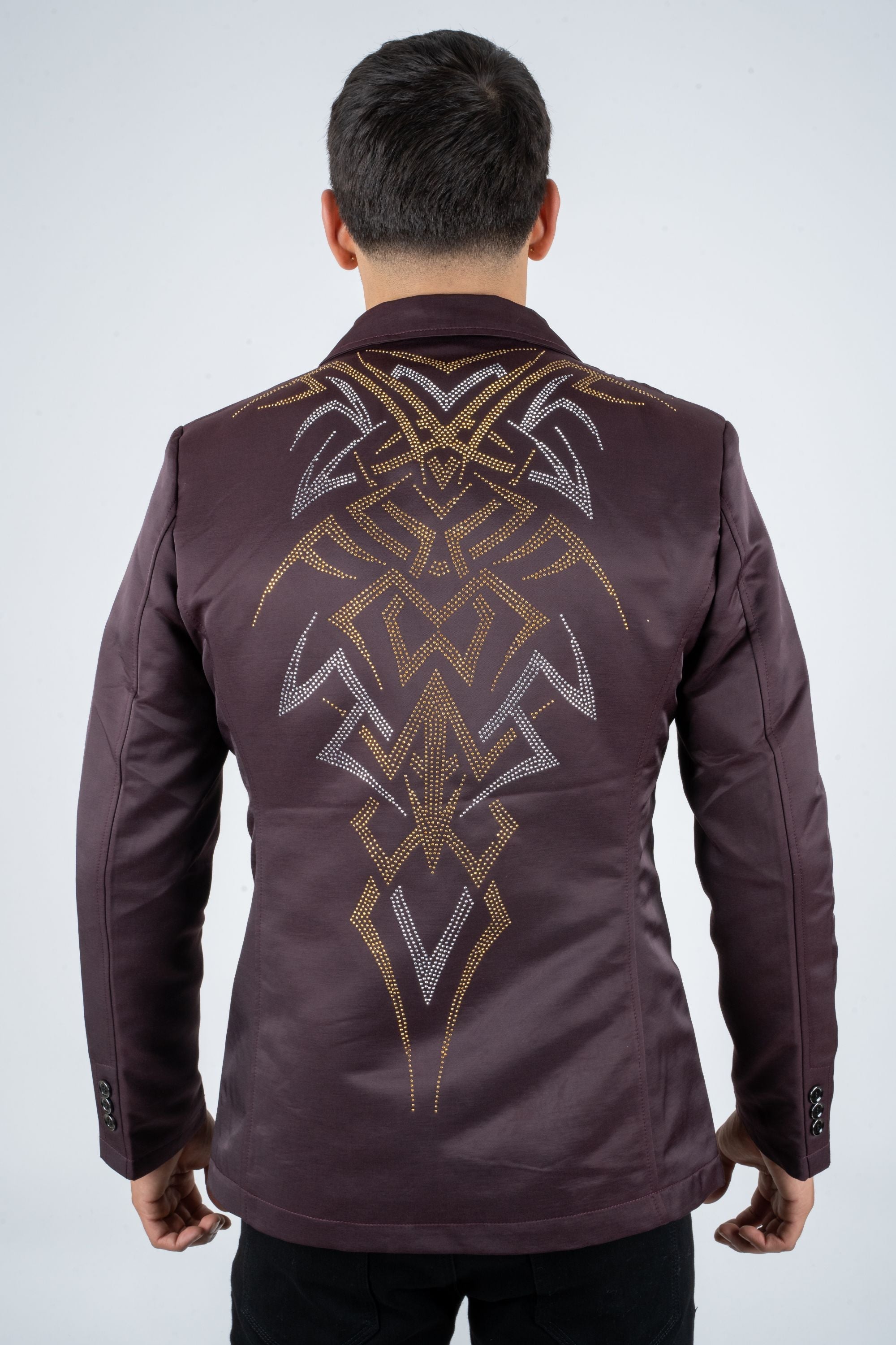 Men&#39;s Double Button Rhinestone Wine Blazer