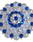Bright Silver Capri & AB Crystal Conchos - Sizes from 1"- 3" and Buckles