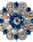 Bright Silver Capri & AB Crystal Conchos - Sizes from 1"- 3" and Buckles