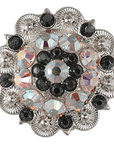 Bright Silver Jet & AB Crystal Conchos - Sizes from 1"- 3" and Buckles