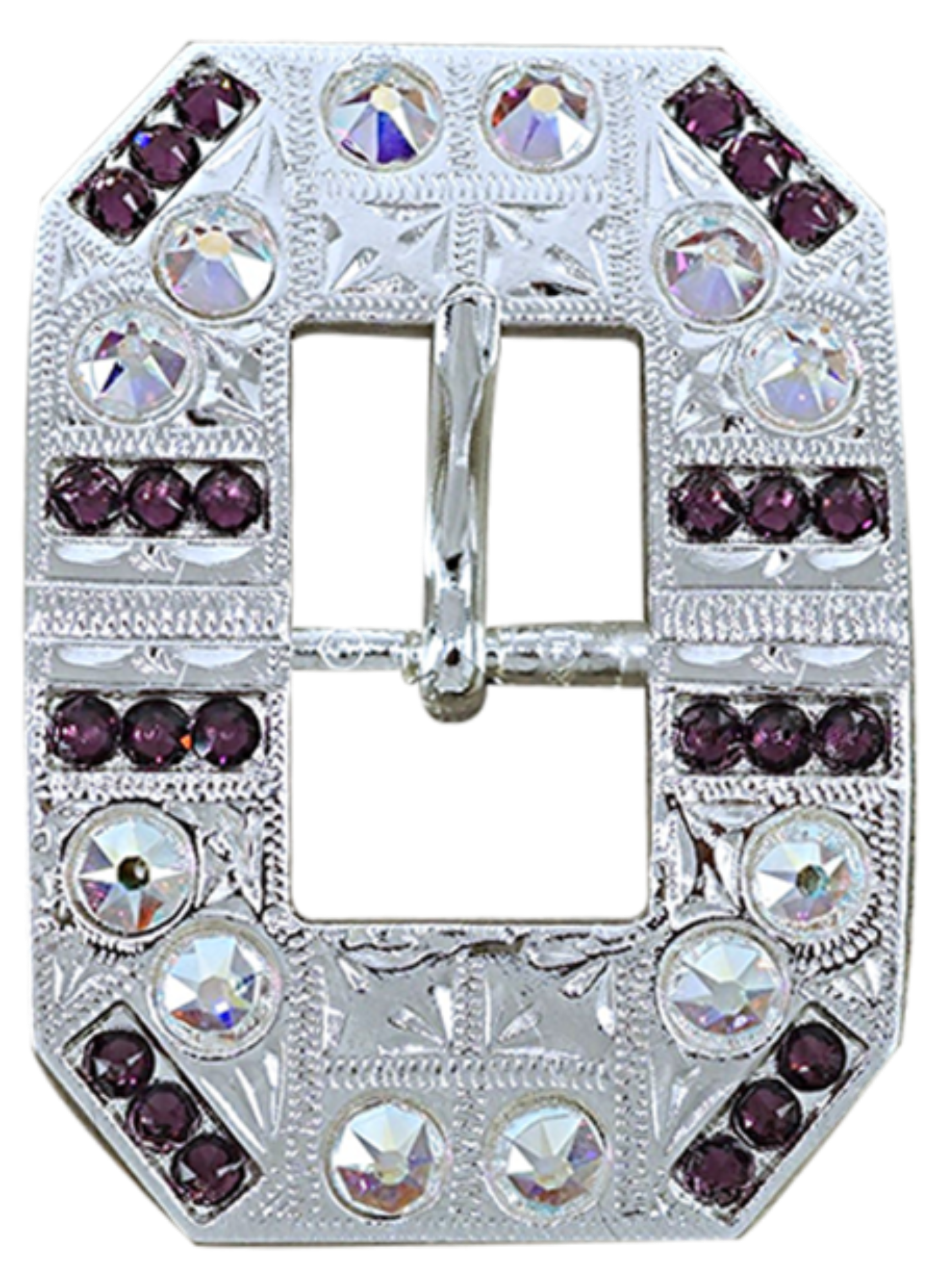 Bright Silver Purple &amp; AB Crystal Conchos - Sizes from 1&quot;- 3&quot; and Buckles