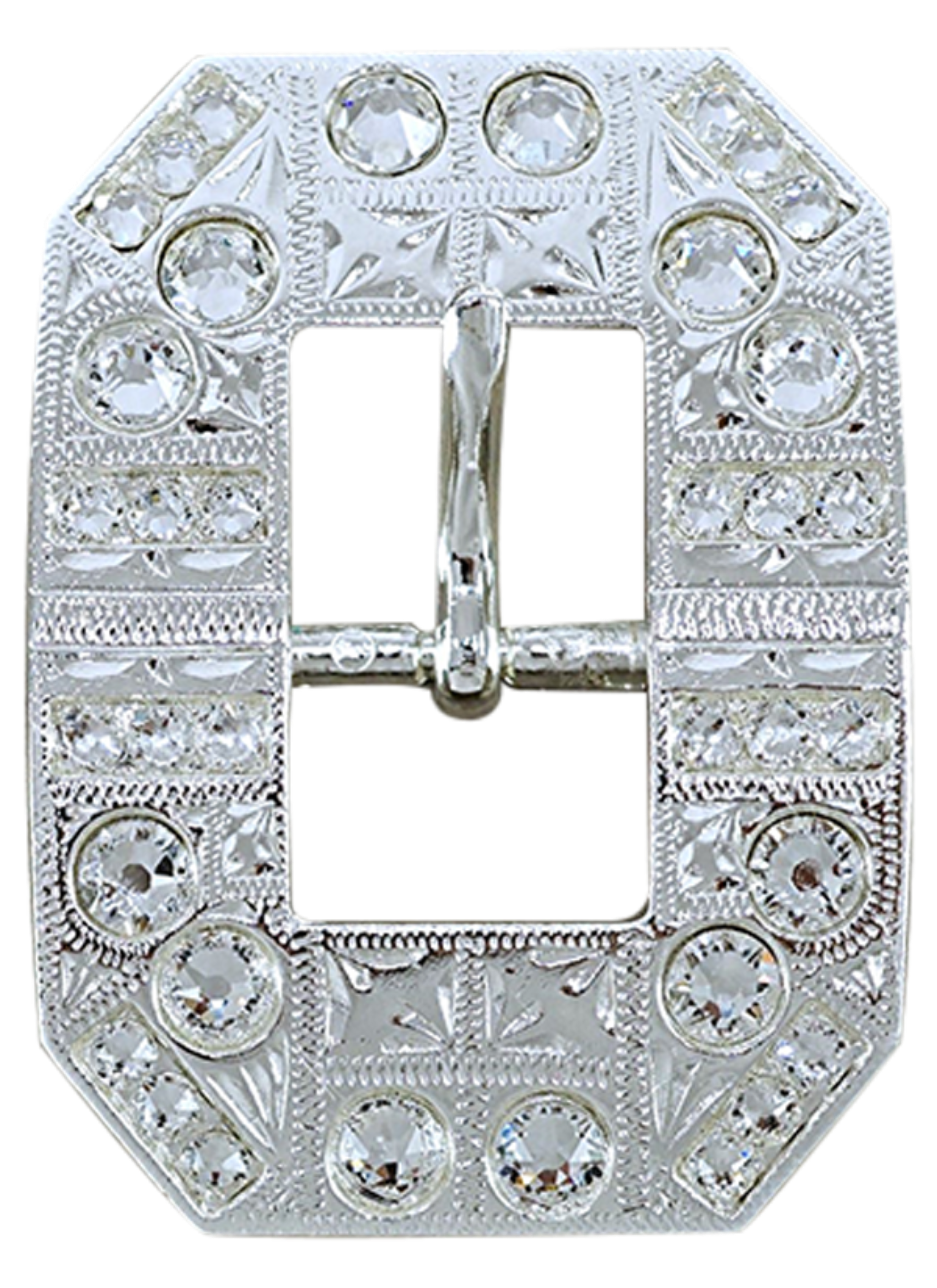 Bright Silver Clear Crystal Conchos - Sizes from 1&quot;- 3&quot; and Buckles