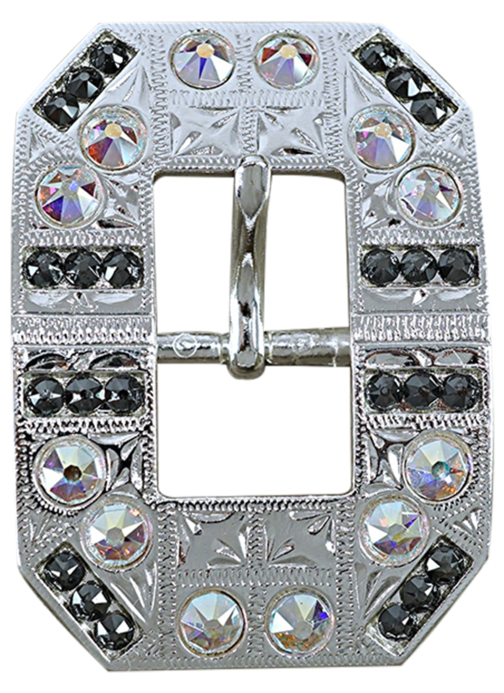 Bright Silver Jet &amp; AB Crystal Conchos - Sizes from 1&quot;- 3&quot; and Buckles