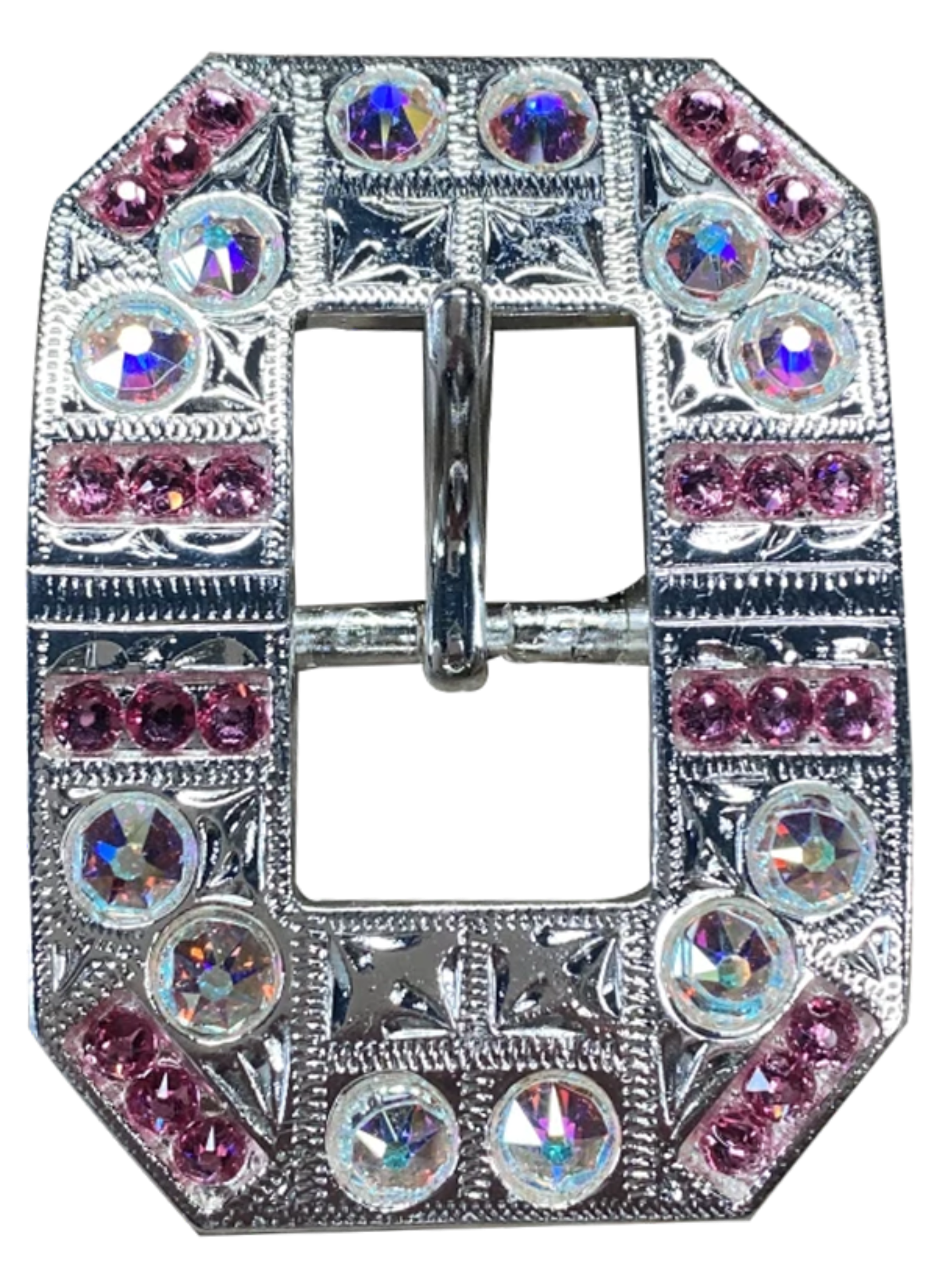 Bright Silver Pink &amp; AB Crystal Conchos - Sizes from 1&quot;- 3&quot; and Buckles