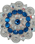 Bright Silver Capri & AB Crystal Conchos - Sizes from 1"- 3" and Buckles