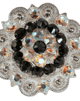 Bright Silver Jet & AB Crystal Conchos - Sizes from 1"- 3" and Buckles