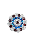 Red White & Blue Bright Silver 2" European Crystal Concho