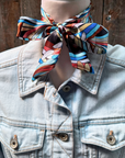 Blue and Brown Western Skinny Mini Wild Rag Scarf / Cowgirl Necktie 