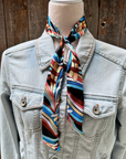 Blue and Brown Western Skinny Mini Wild Rag Scarf / Cowgirl Necktie 