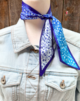 Blue and White Western Skinny Mini Wild Rag Scarf / Cowgirl Necktie 
