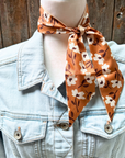 Brown and Cream Western Skinny Mini Wild Rag Scarf / Cowgirl Necktie 