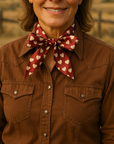 Burgundy and Cream Western Skinny Mini Wild Rag Scarf / Cowgirl Necktie 
