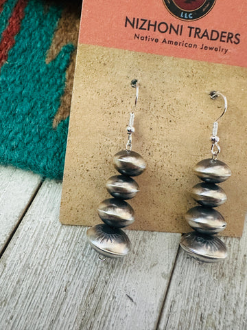 Navajo Sterling Silver Pearl Beaded Dangle Earrings #5