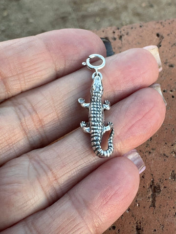 Navajo Crafted Sterling Silver Alligator Charm