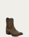 C3627 - WOMEN'S LEOPARD PRINT ROUND TOE ANKLE BOOT WITH ZIPPER