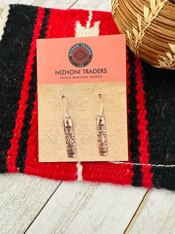 Navajo Hand Stamped Copper Dangle Earrings