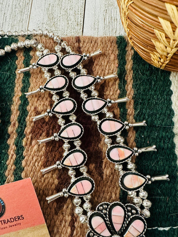 Stunning Zuni Sterling Silver Queen Pink Conch Necklace Set