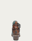 C4194 - WOMEN'S TURQUOISE EMBROIDERY, CONCHOS AND HARNESS ANKLE BROWN POINTED TOE COWBOY BOOT