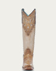 C4218 - WOMEN'S HONEY OVERLAY EMBROIDERY AND STUDS TALL TOP BONE SNIP TOE COWBOY BOOT