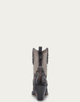 C4222 - WOMEN'S BROWN EMBROIDERY, OVERLAY AND STUDS BONE ELASTIC TEXTILE SNIP TOE COWBOY BOOT