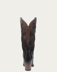 C4232 - WOMEN'S HONEY INLAY EMBROIDERY AND STUDS BLACK NARROW SQUARE TOE COWBOY BOOT