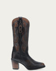 C4232 - WOMEN'S HONEY INLAY EMBROIDERY AND STUDS BLACK NARROW SQUARE TOE COWBOY BOOT