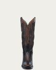 C4232 - WOMEN'S HONEY INLAY EMBROIDERY AND STUDS BLACK NARROW SQUARE TOE COWBOY BOOT