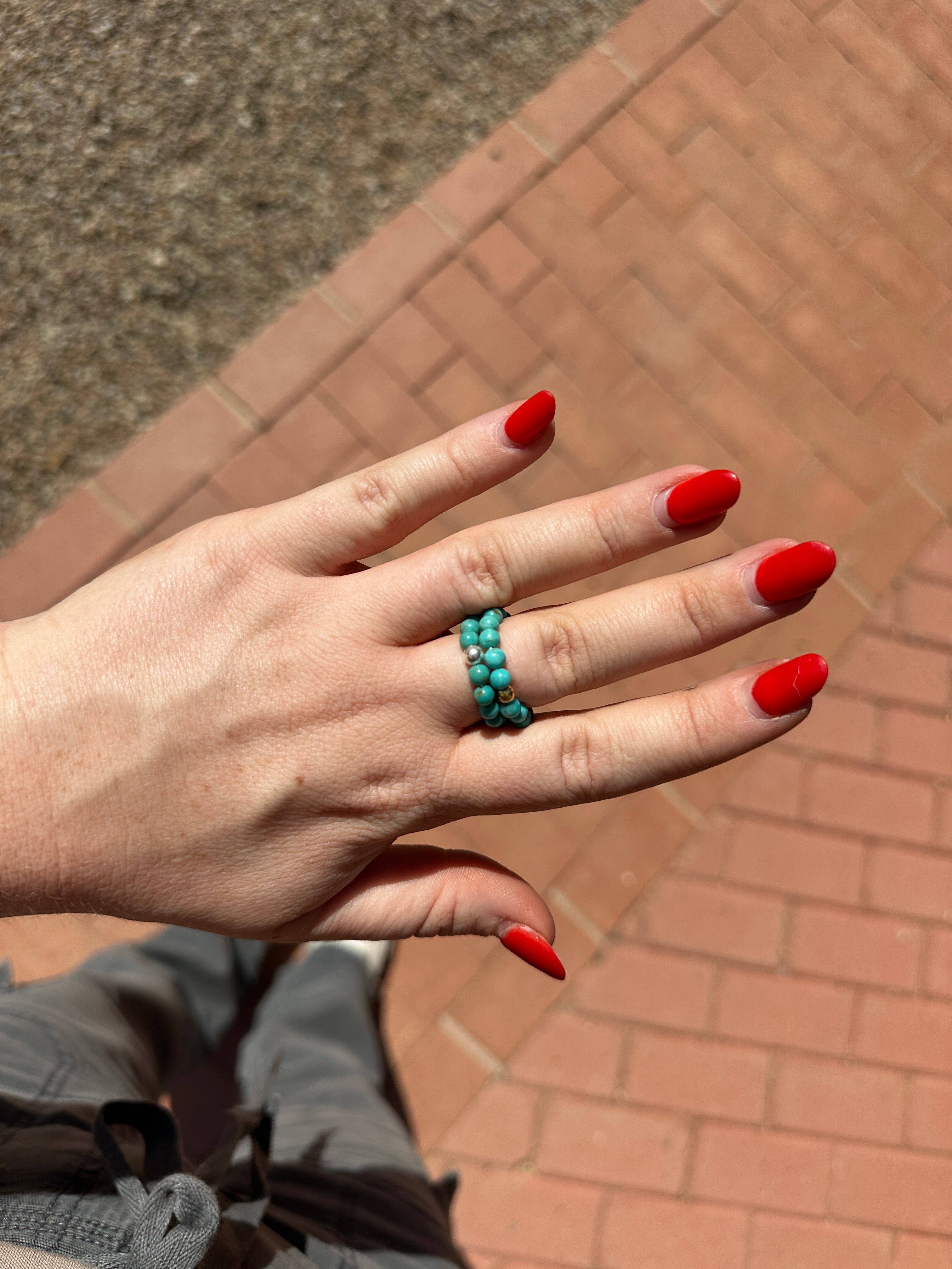 The Venice Band: Handmade Turquoise & Gold Plated Stretch Ring