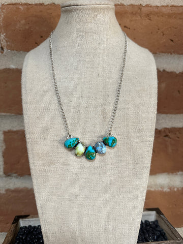 Handmade Sterling Silver Turquoise Necklace | Unique 5-Stone Design