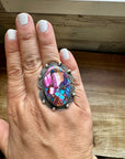 Oval rings - adjustable -Dahlia ring and sterling silver