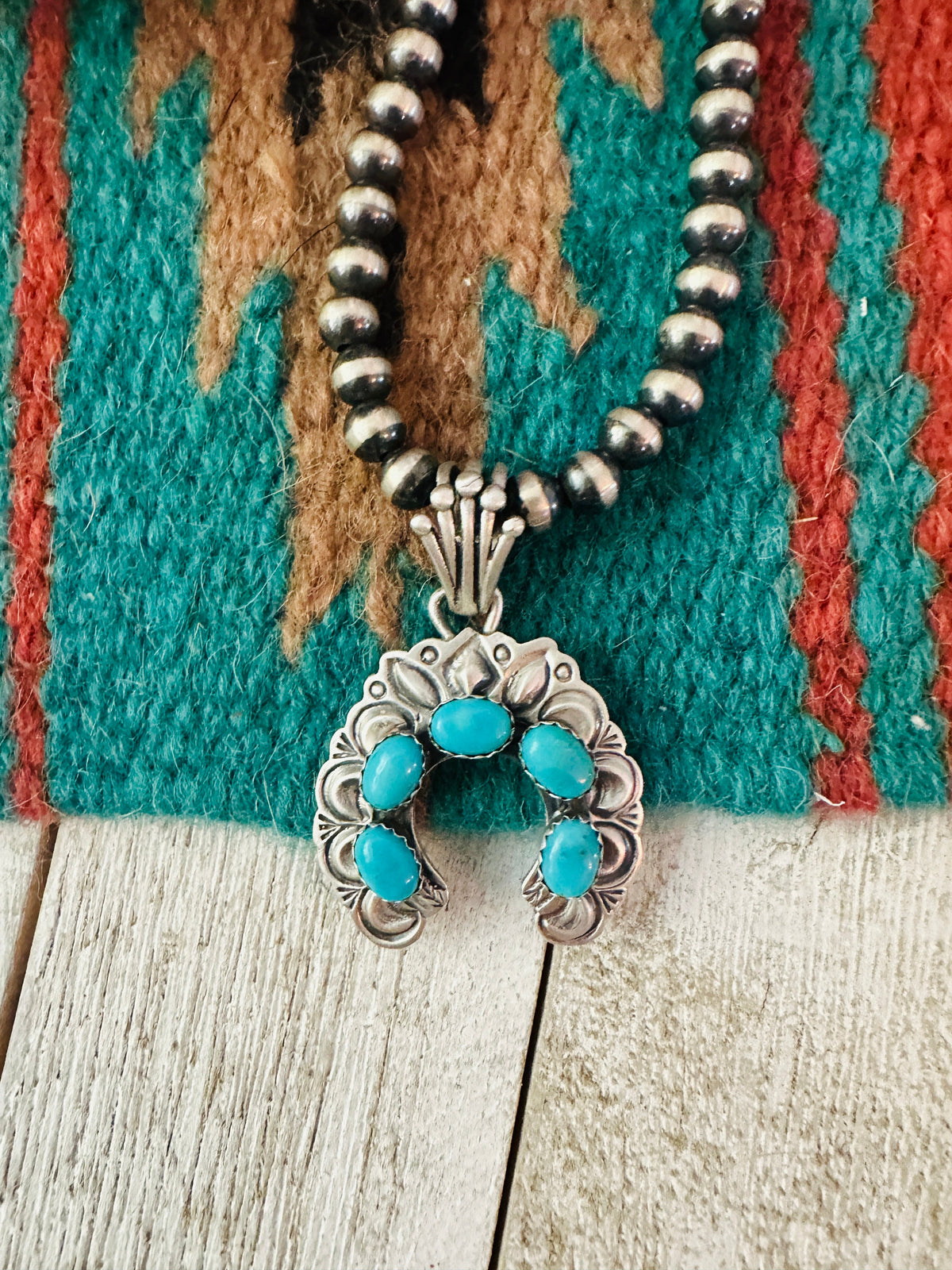 Navajo Turquoise & Sterling Silver Naja Pendant