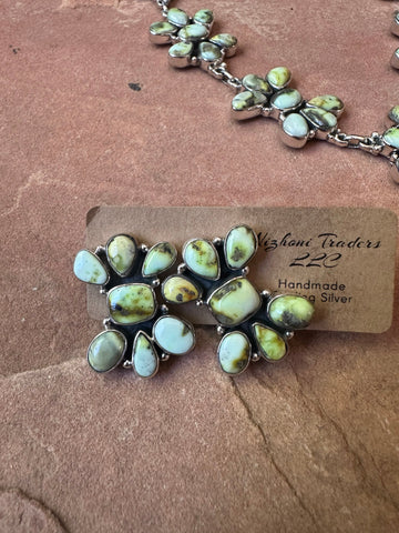 Handmade Sterling Silver & Palomino Turquoise Necklace Earring Set
