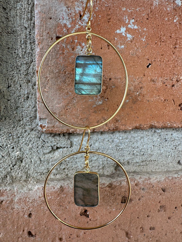 Elevate Your Style: Handmade Labradorite Golden Hoop Earrings