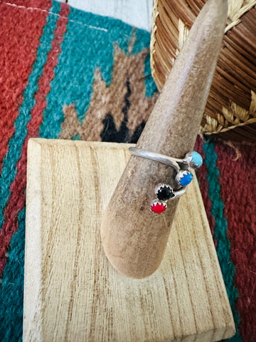 Navajo Sterling Silver & Multi Stone Adjustable Ring