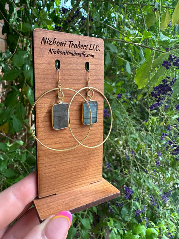 Elevate Your Style: Handmade Labradorite Golden Hoop Earrings