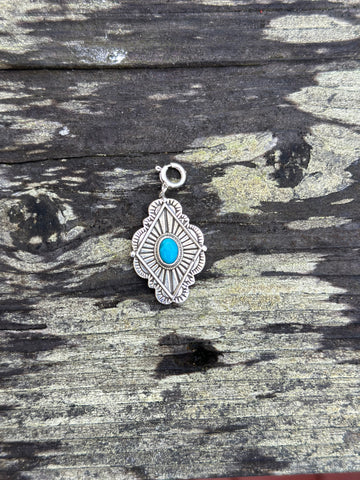 Sterling Silver and Turquoise Diamond Shape Concho Charm