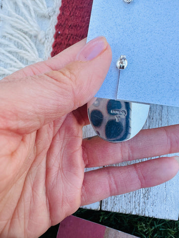 Navajo Hand Stamped Sterling Silver Post Earrings